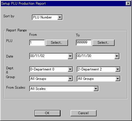 PLU Production Report The PLU production report lists the production totals (quantity, total weight, and total value) for each PLU. You can control the report content as follows.