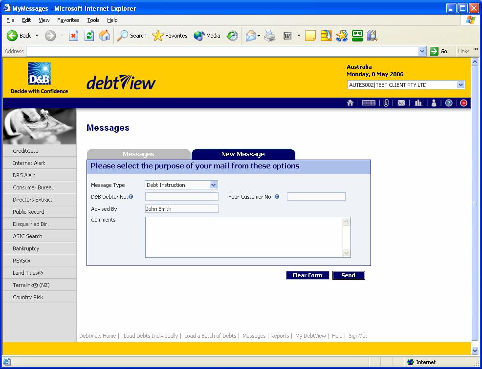 Full file history details of the customer can be viewed by clicking the blue highlighted debtor number on the left, as shown below.