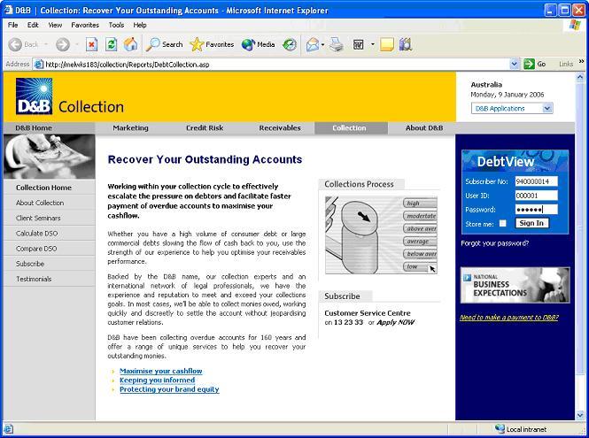 To log into the DebtView system, enter in your Subscriber No, User ID and Password.