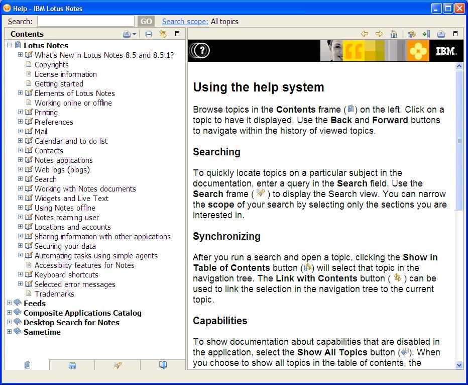 Using The Help System Browse topics in the Contents frame on the left. Click on a topic to have it displayed. Use the Back and Forward buttons to navigate within the history of viewed topics.