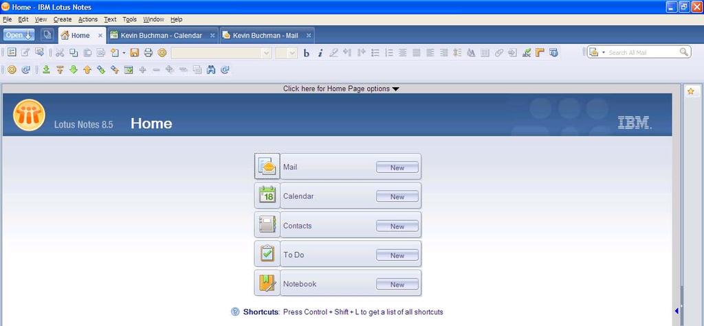 Sidebar The sidebar gives you easy access to Sametime Contacts, Calendar, a Feed Reader, and Activities, depending on how your administrator has set up your Lotus Notes account.