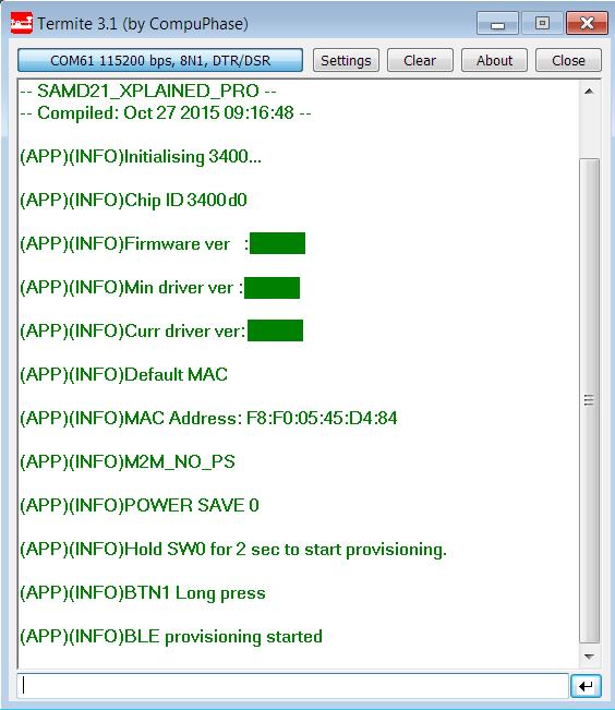 2 How to Build, Download, and Use the SAM D21 BLE Provisioning Demo 2.