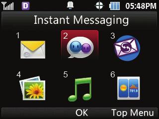 Slide out the QWERTY keyboard and select Instant Messaging (2). 2. Choose whether to accept the charges. 3.