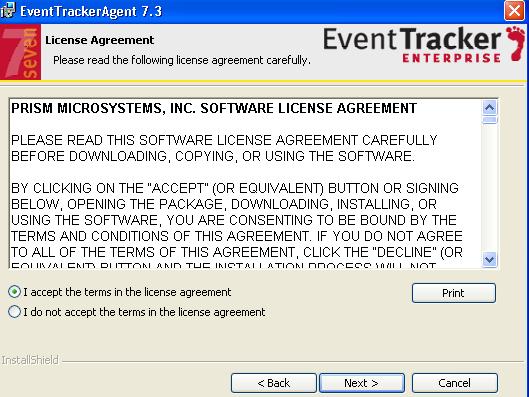 3. Read the License Agreement, and then select the option I