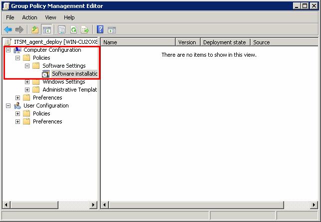 Right-click on 'Software installation' and select 'New' > 'Package'