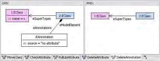 Second, rule applications ConnectSuperclass( Place, NamedElement ) and ConnectSuperclass( Petrinet, NamedElement ) are performed.