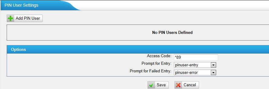 1) Options Access Code Dial this code to access PIN. Figure 6-74 Prompt for Entry Prompt caller to enter the PIN Number.
