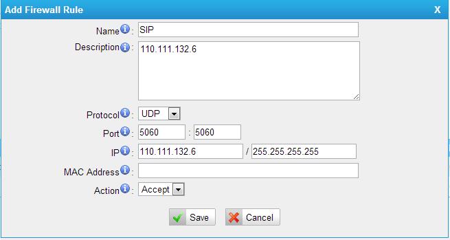 Figure H-2-4 Allow RTP port range: Name: RTP Protocol: UDP Port: 10000:12000