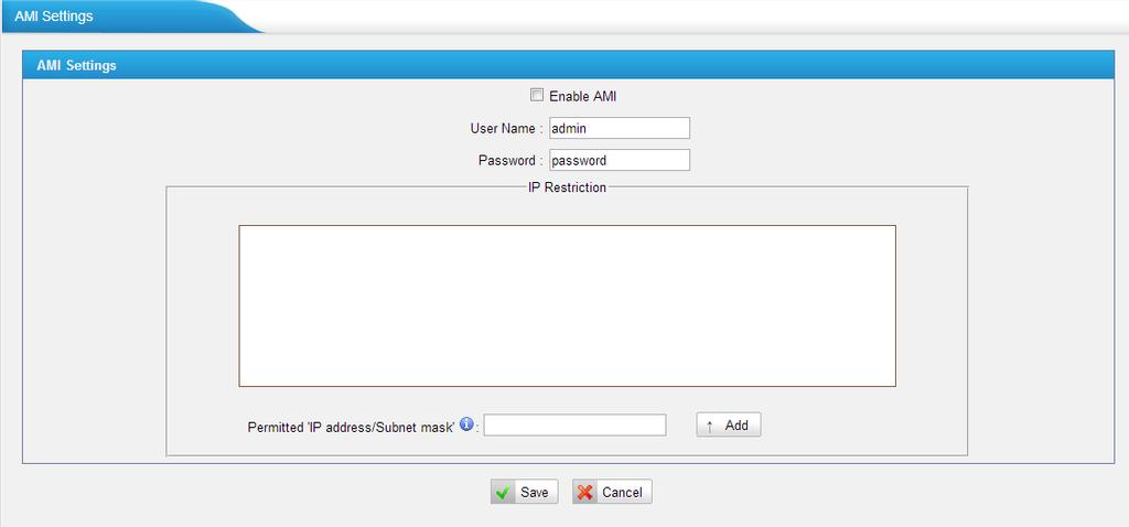Figure H-3-6 To manage the accounts to access AMI, we can configure it in AMI page directly.