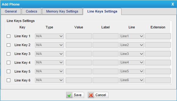 4) Line keys settings We can configure the line key settings for this IP phone. Figure 6-16 6.1.2.