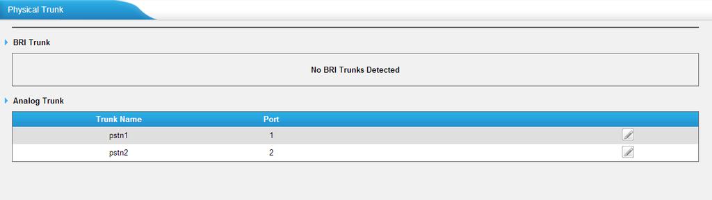 6.2 Trunks 6.2.1 Physical Trunk Multiple physical trunks are supported in MyPBX SOHO V5, like BRI, PSTN.