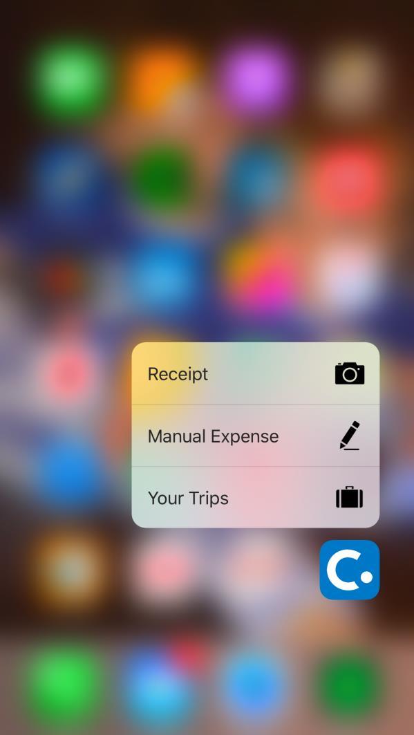 3D Touch Support iphone 6s and 6s Plus For users with iphone 6s and 6s Plus devices, the Concur mobile app provides these options for the 3D