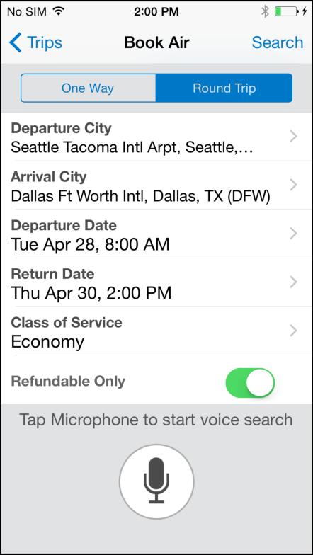 Book a Flight or Hotel Using Voice You can book a flight or hotel using voice.