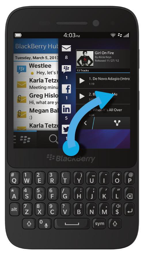 What makes my BlackBerry 10 device different from other BlackBerry devices? You can also peek at the BlackBerry Hub or open it from anywhere on your device using a simple gesture: Where are my apps?