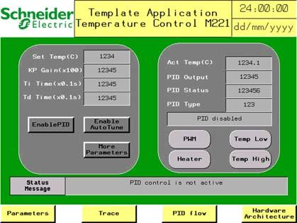 Application Software HMI Display Overview The project template uses Magelis HMI.