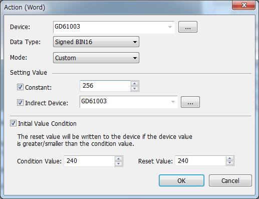 Correct the condition values and reset values of the "Address +000h", "Address +000h", and "Next Page" switches for each device monitor screen (B-30005 to