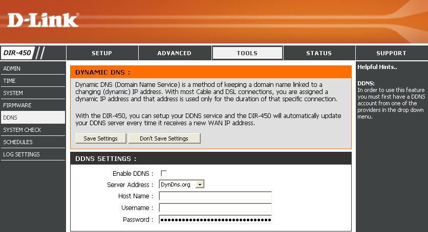 Section 3 - Configuration DDNS DDNS: Server Address: Host Name: Dynamic Domain Name System is a method of keeping a domain name linked to a changing IP Address. Check the box to enable DDNS.