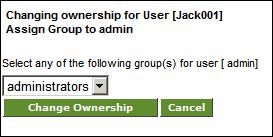 3. Select the user to whom you want to transfer the objects, from the dropdown list. Click Get Group(s) button to transfer the objects to the selected user s group.