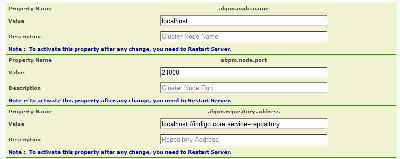 8. In Value column of the property abpm.repository.address, replace the localhost with the IP address of the Server on which the Adeptia Suite is installed (see Figure 11.6).