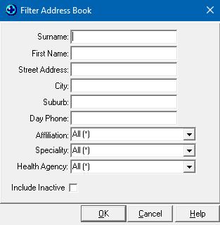 Ability to filter the Address Book Setup Agencies Address Book Filter icon A new Filter Address Book screen has been introduced to support the searching and sorting/ filtering of Address Book content.