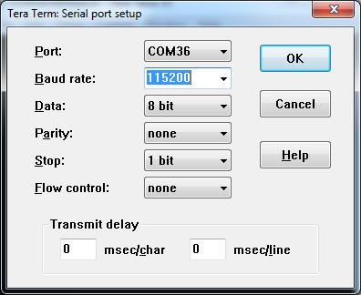imx RT1052 OEM Developer s Kit - Program Development Guide Page 33 Figure 17 Tera Term Serial Port Setup Verify that the connection is open.