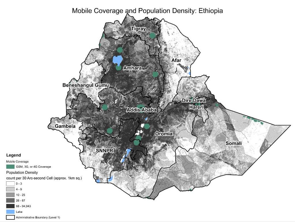Key Findings Ethiopia 9.92% of the world s uncovered live here 89.3% of the population lives outside of mobile coverage Over 81.4 million people Rural Population: 88.6% 95.