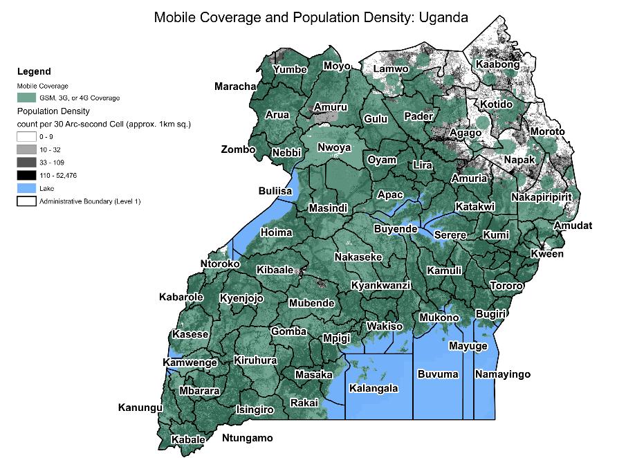 Key Findings Uganda 0.1% of the world s uncovered live here 3% of the population lives outside of mobile coverage Over 1 million people Rural Population: 88.