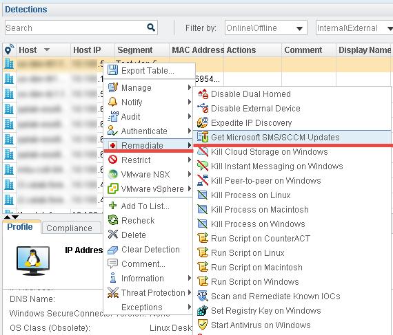 Using SMS/SCCM Now that you have established communication between the CounterACT SMS/SCCM Plugin and a server, you can use this to collect information from network components and implement software
