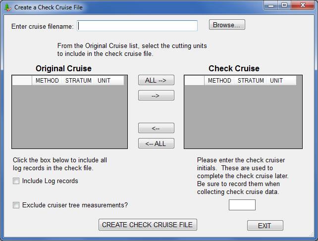Create a Check Cruise File The check cruiser has several options when creating the check cruise file.