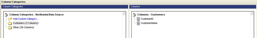 (See Edit Column Properties for details.) Column categories can have one or more columns associated with them.