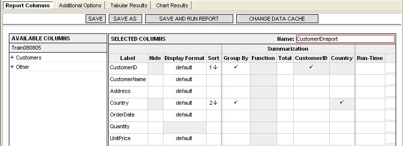 Total this option totals the column selected Note In order to create charts for a report, you must use summarization.