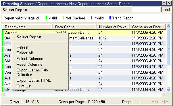 Report Instances A Report Instance links a report with a data cache. Users can choose from various data caches to be used as a source for the report.