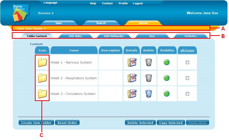 8. Admin Tab After logging in, an administrator will be directed to the Admin tab.