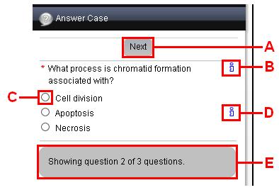 5.2.2 Answering a Quiz A quiz will consist of multiple choice questions only, which will be displayed individually. A. Continue to next question B.