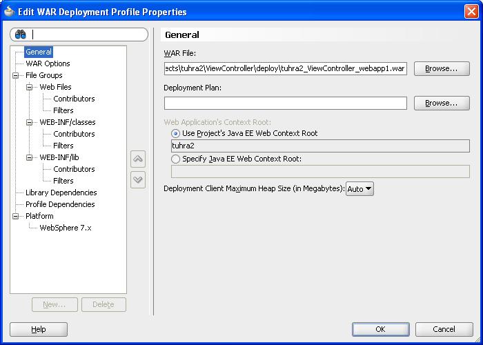 Profile Wizard Change the context root here (or in Project