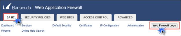 On the Web Firewall Logs page, update the ﬁlter with the following details, and then click Apply Filter.