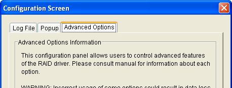 The Advanced Options tab allows you to enable the following advanced features.