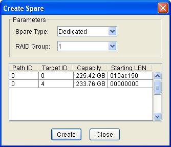 If you selected Global for the Spare Type, select from a list of spare drive sizes.