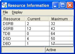 Resources This menu option displays the Resource Information window. This feature is for debugging purpose only.