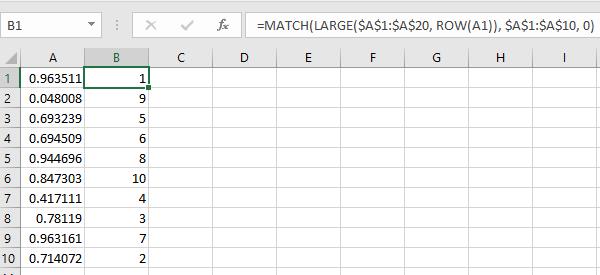 Note: You can use COLUMN instead of ROW. In that case, you have to drag the formulated cell in right/left side.