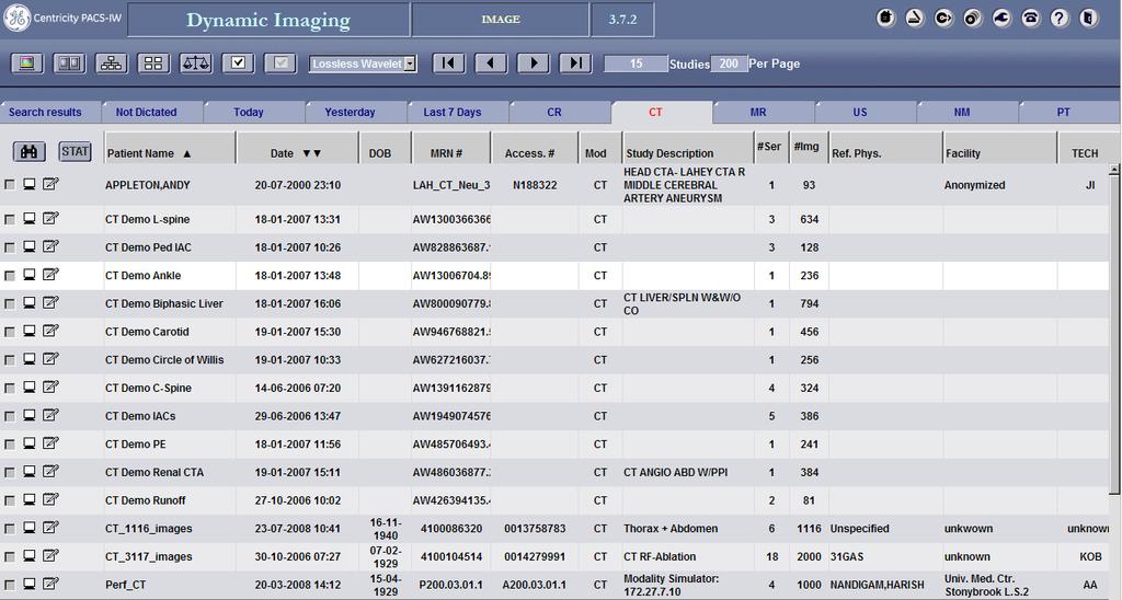 Patient study list Figure 10 shows the list of patient studies associated with the specific logged-in user.