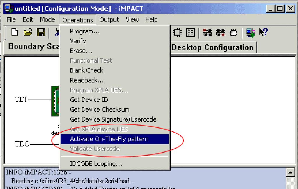 R On the Fly Reconfiguration with CoolRunner-II CPLDs Figure 5: Delivering the OTF Activation Command from the impact GUI After issuing the activate command, the new image will copy P2 from the NV