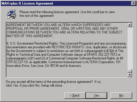 II License Agreement window as shown in