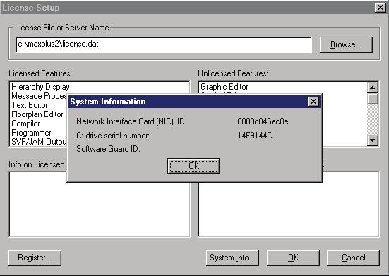 16. Click on the System Info button to view your system information as shown in Figure 1-39. Figure 1-39 System information 17. Write down your C: drive serial number displayed and click OK.