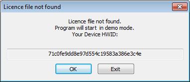 to receive HWID of your device from a warning popup window: After the license file has been received and added into the generated project folder the Client application can be launched.