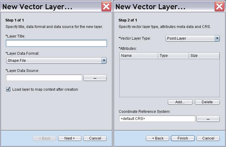 Figure 9. New vector layer creation wizard To create a new raster layer: 1. Open a new raster layer creation wizard (Main Menu Layer New Raster Layer). 2. Specify layer title. 3.