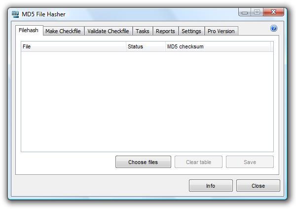 2 USING MD5 FILE HASHER In this section you will find an overview of the operation and functions of MD5 File Hasher. 2.1 USER INTERFACE 2.1.1 Main window The main window is the operating central of the software.