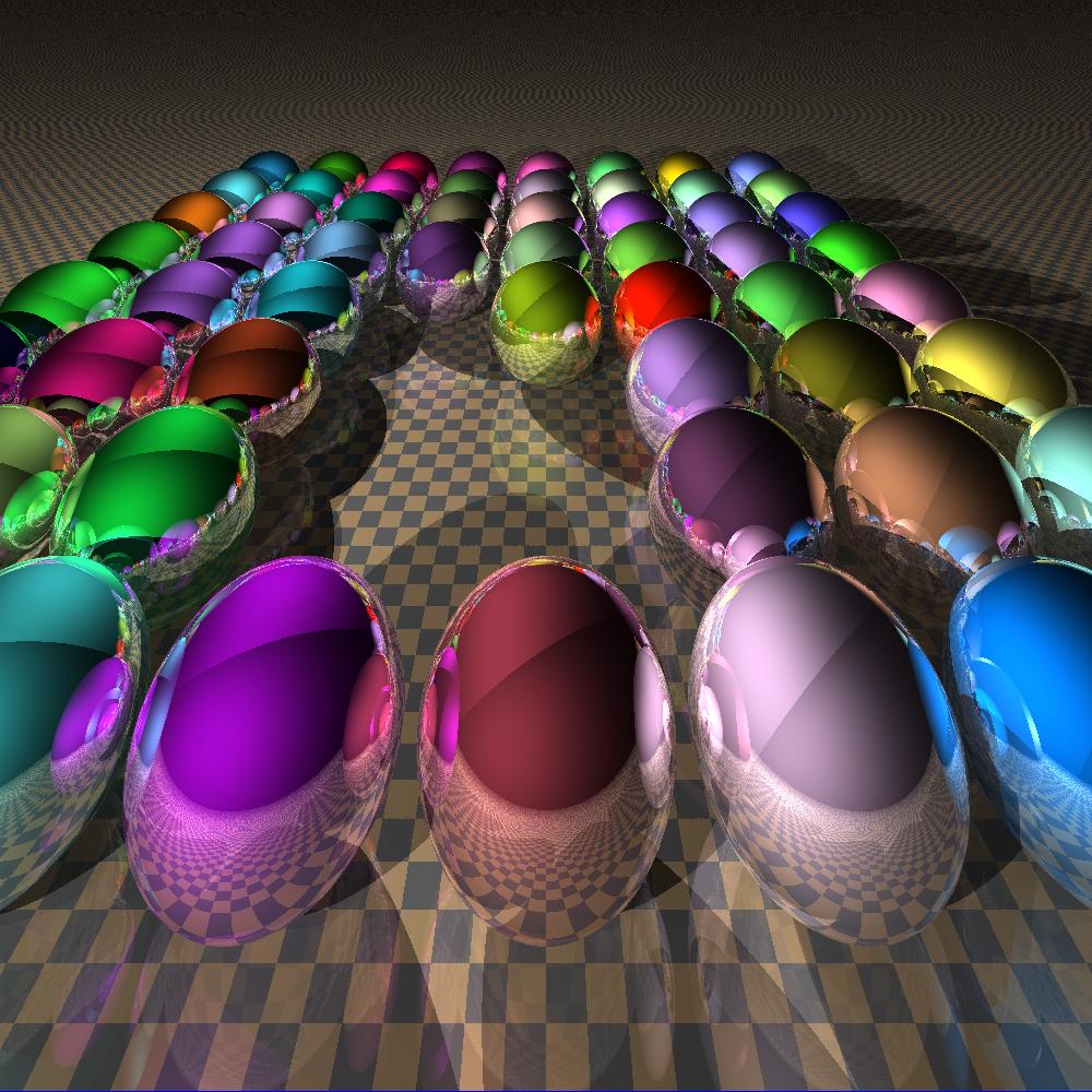 Figure 5: 2D image (scaled) generated by ray tracing Implementation serial Naive Cyclic Dynamic Geometry block size # threads 16 10 2000 2000 8 8 200 200 8 8 80 80 throughput (seconds) 90.56 1.75 0.