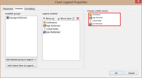 Remove a group icon from the legend by selecting the group in Legend contents pane and clicking the Remove Icon from Legend