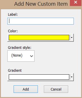 Legends Figure 21. 4. Click the drop-down arrow to select a Color for the icon. If applicable, select the Gradient style and color as well. Click Add. Formatting the Legend 1.